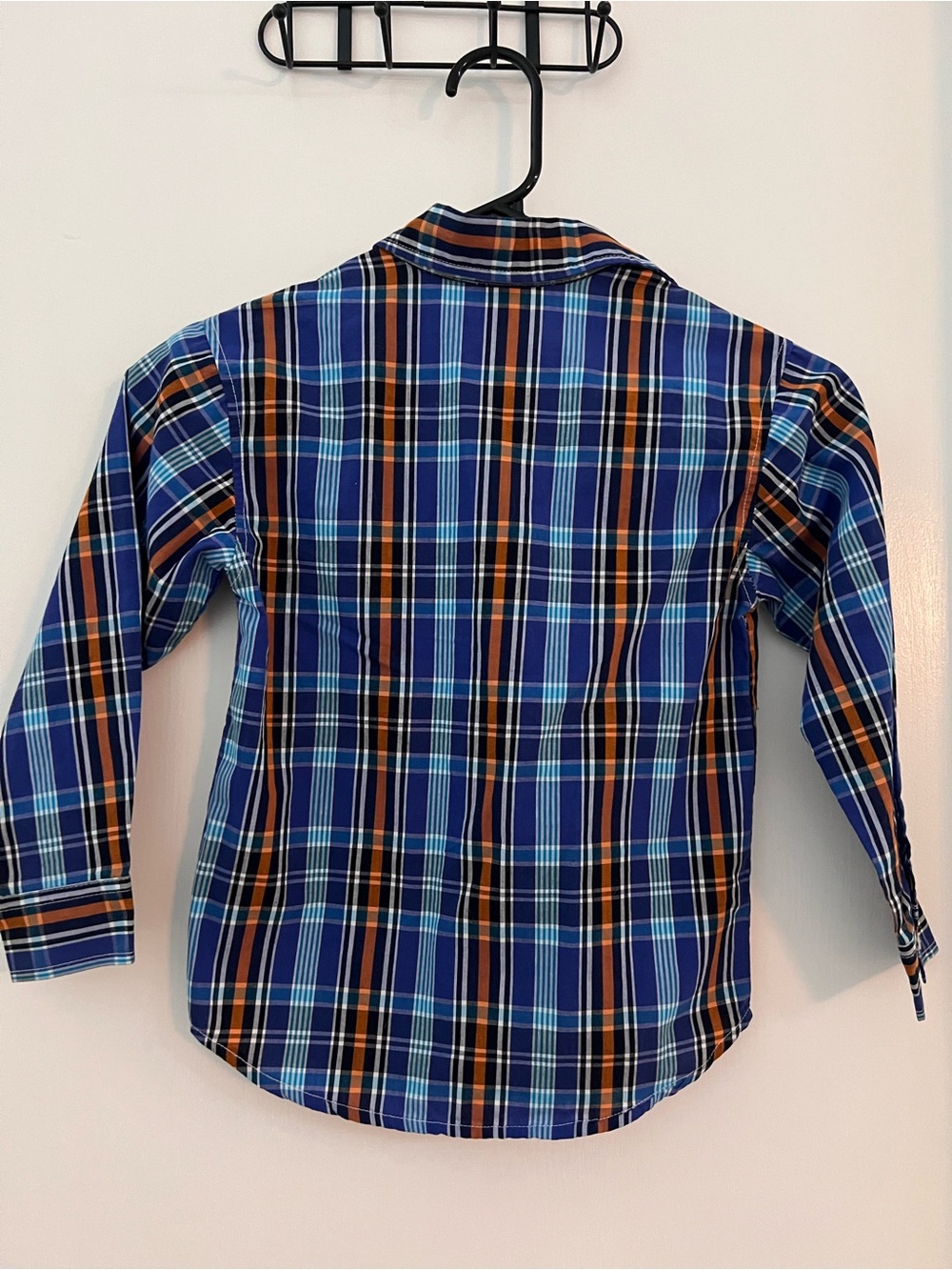 Nautica Boys Plaid Button Front Dress Shirt Size 4 Blue Orange Long Sleeve - Picture 4 of 4